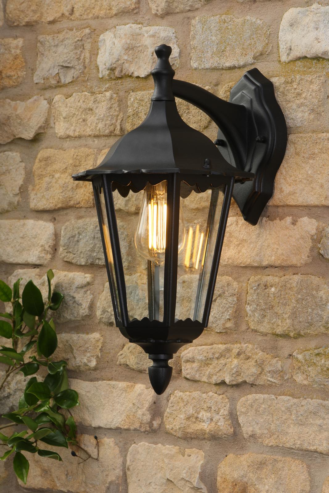 Eddard Outdoor Wall Light Matt Black and Glass IP44