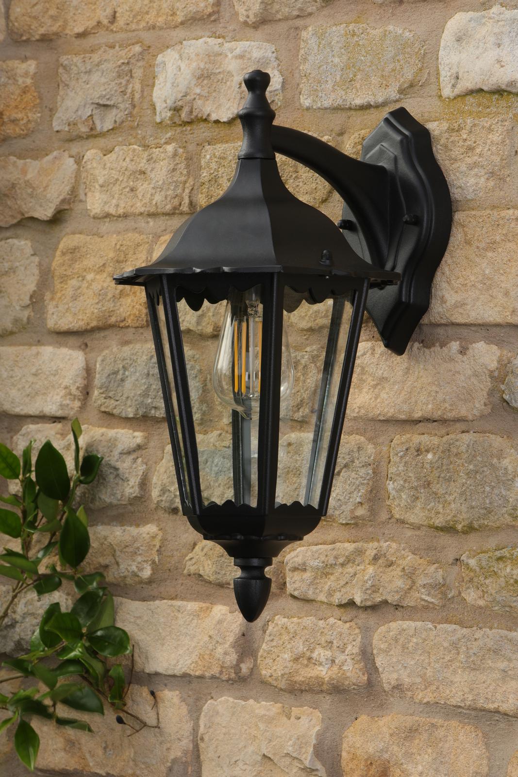Eddard Outdoor Wall Light Matt Black and Glass IP44
