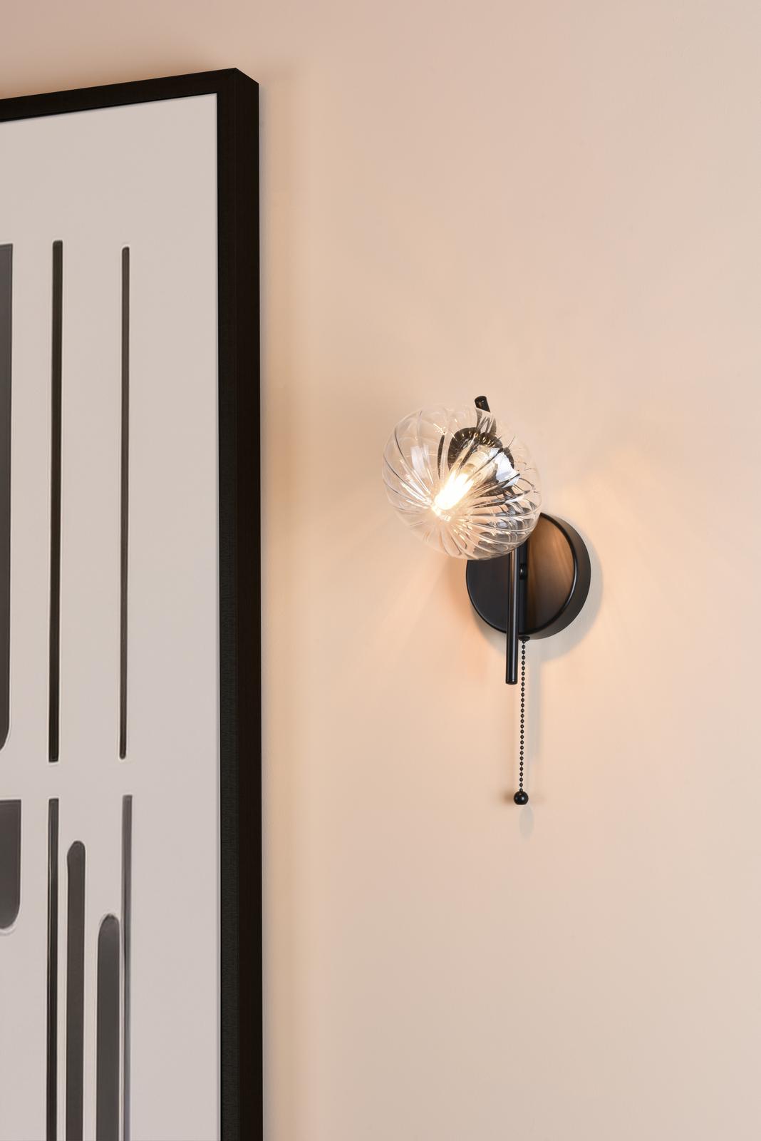 Ede Wall Light Matt Black and Glass