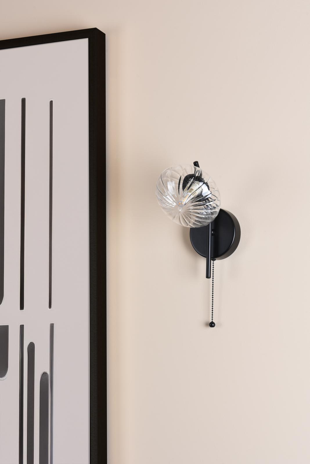 Ede Wall Light Matt Black and Glass