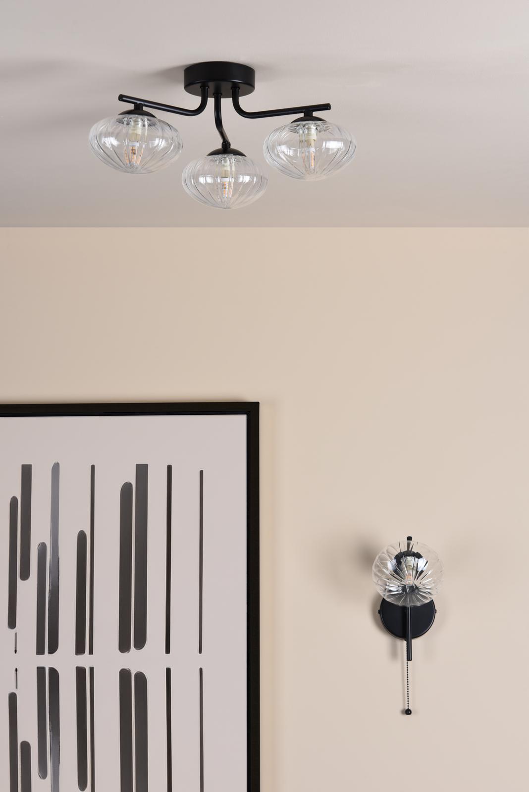 Ede Wall Light Matt Black and Glass