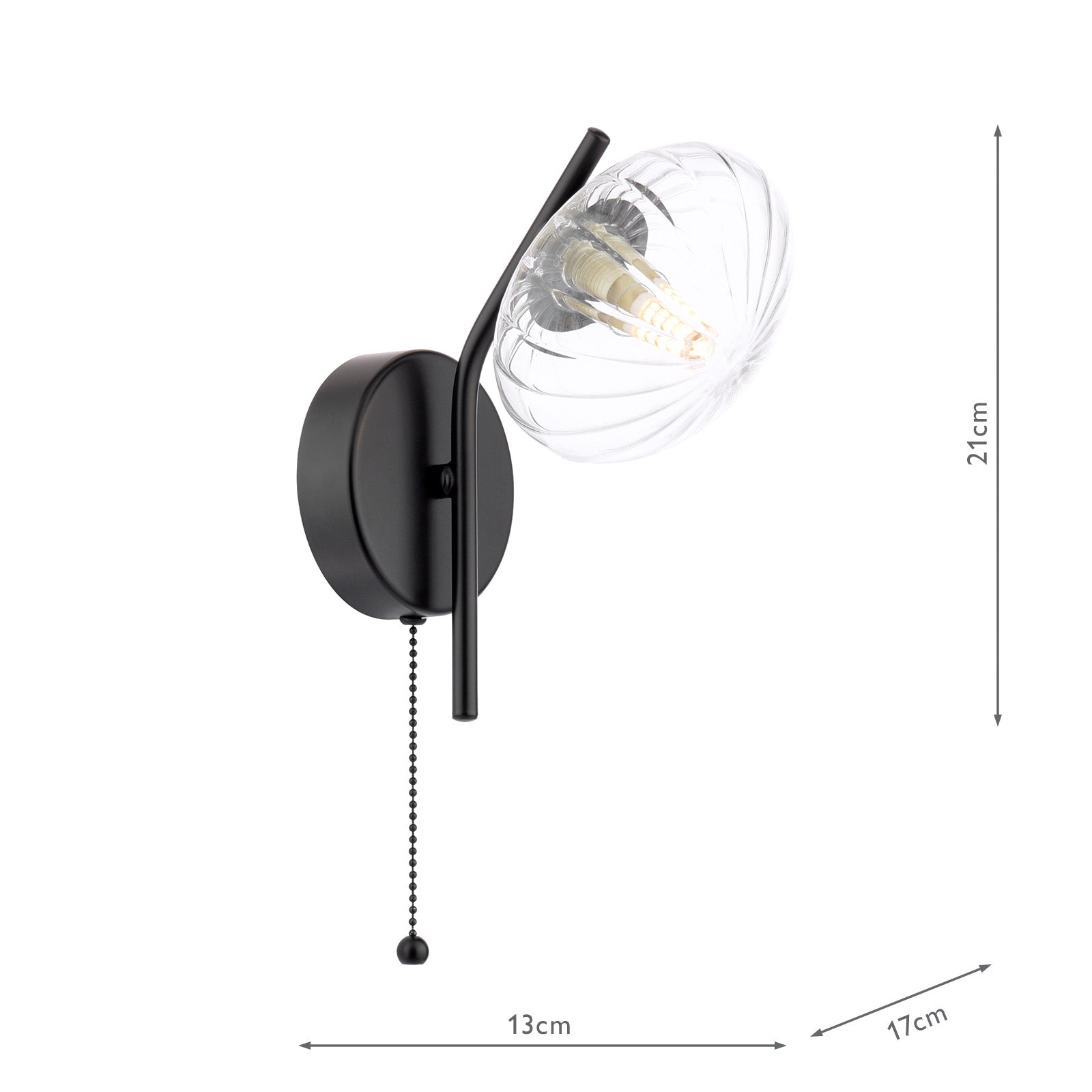 Ede Wall Light Matt Black and Glass