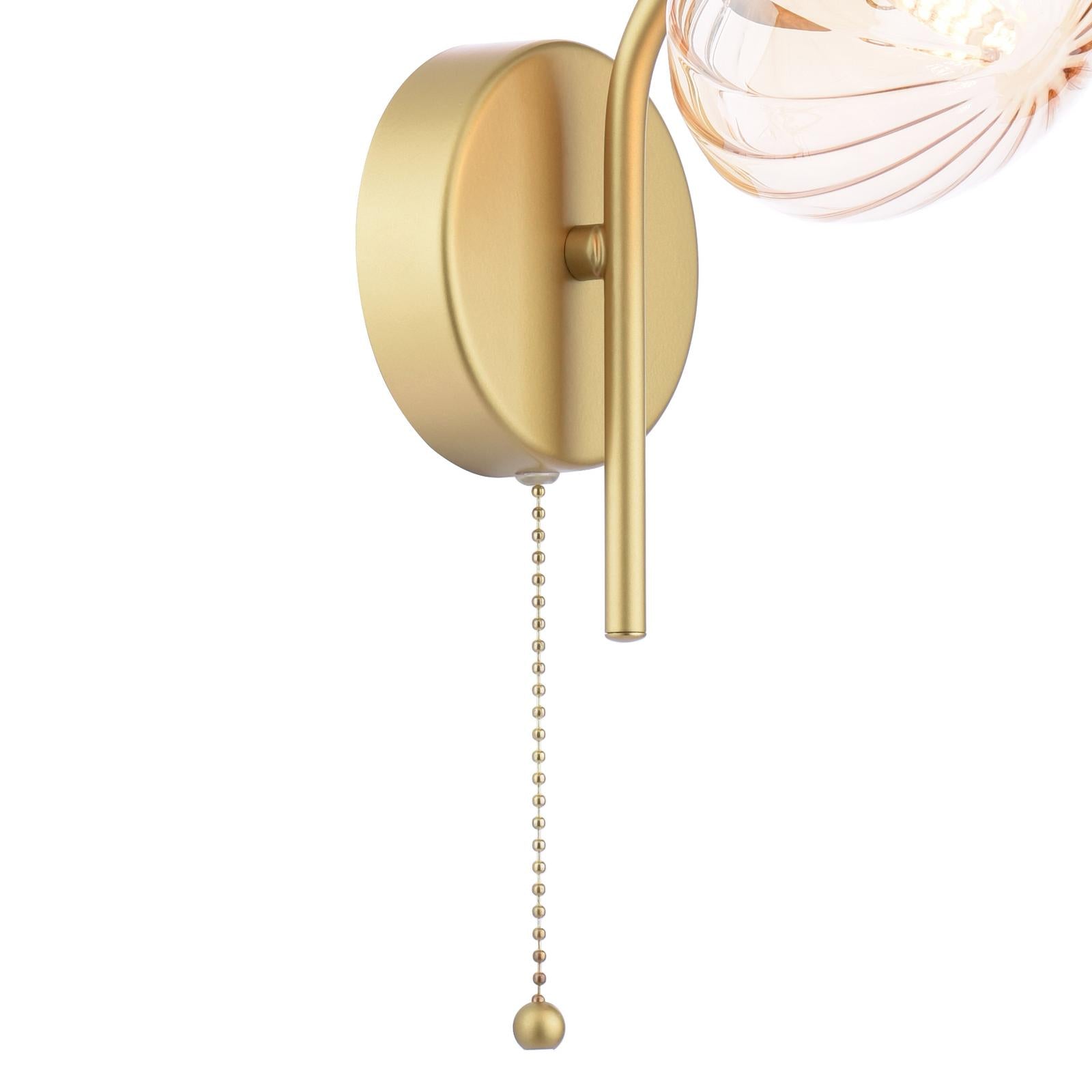 Ede Wall Light Satin Gold and Amber Glass