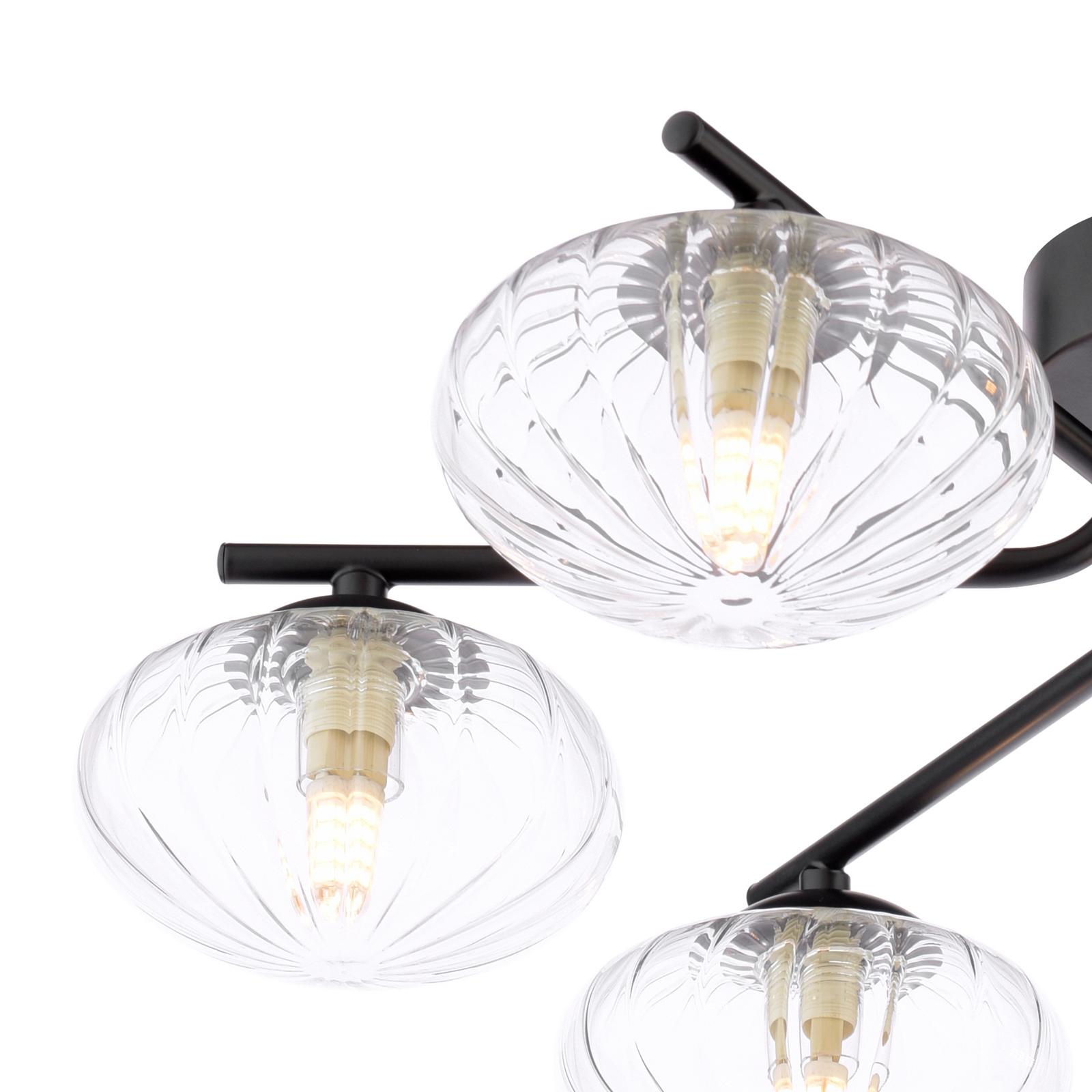 Ede 6 Light Semi-Flush Matt Black and Glass