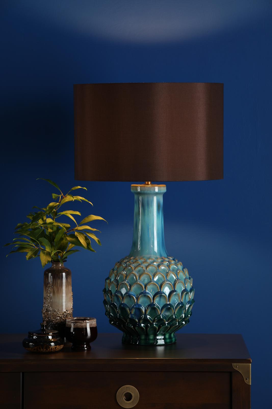 Edlyn Table Lamp Blue Ceramic With Shade
