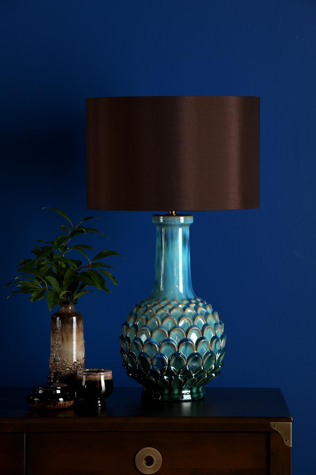 Edlyn Table Lamp Blue Ceramic With Shade