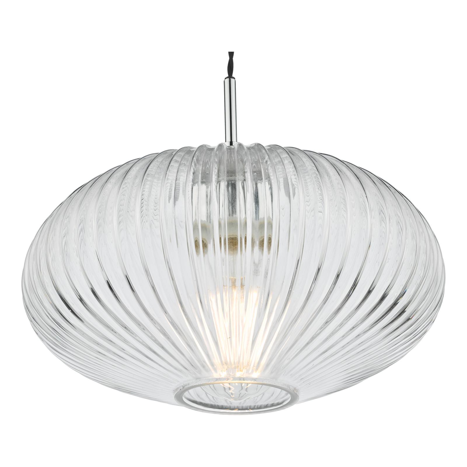 Edmond 1 Light Single Pendant Polished Chrome Ribbed Glass