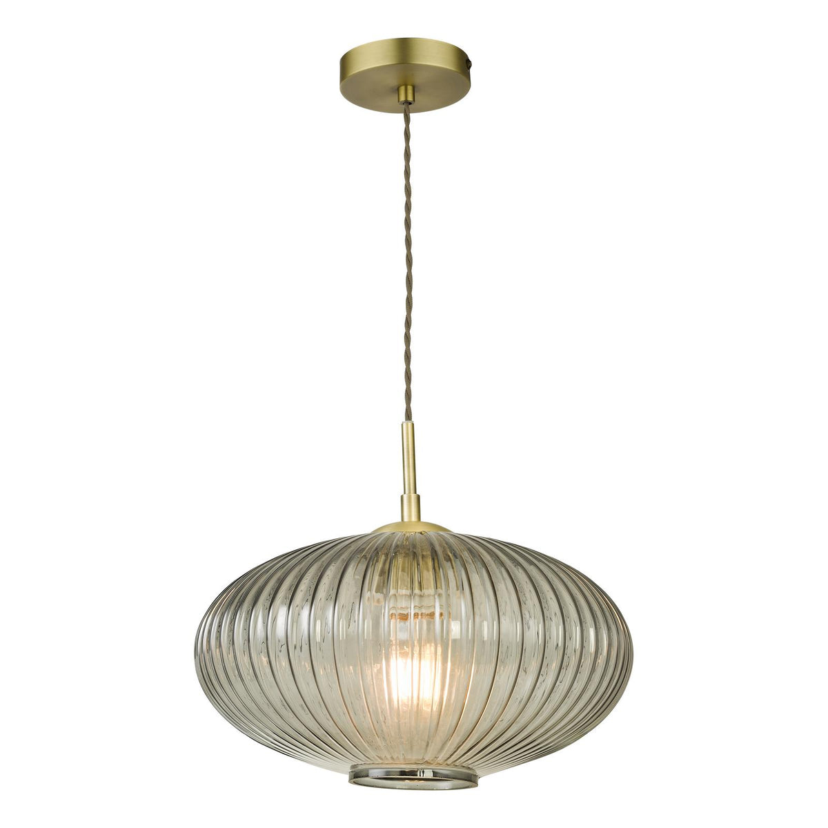 Edmond 1 Light Pendant Smoked Glass Antique Brass Detail