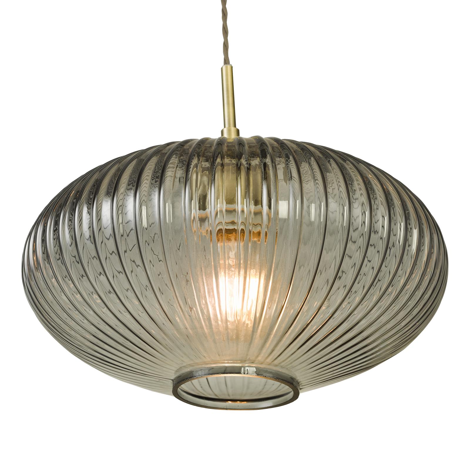 Edmond 1 Light Pendant Smoked Glass Antique Brass Detail
