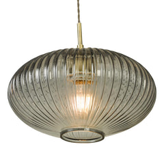 Edmond 1 Light Pendant Smoked Glass Antique Brass Detail