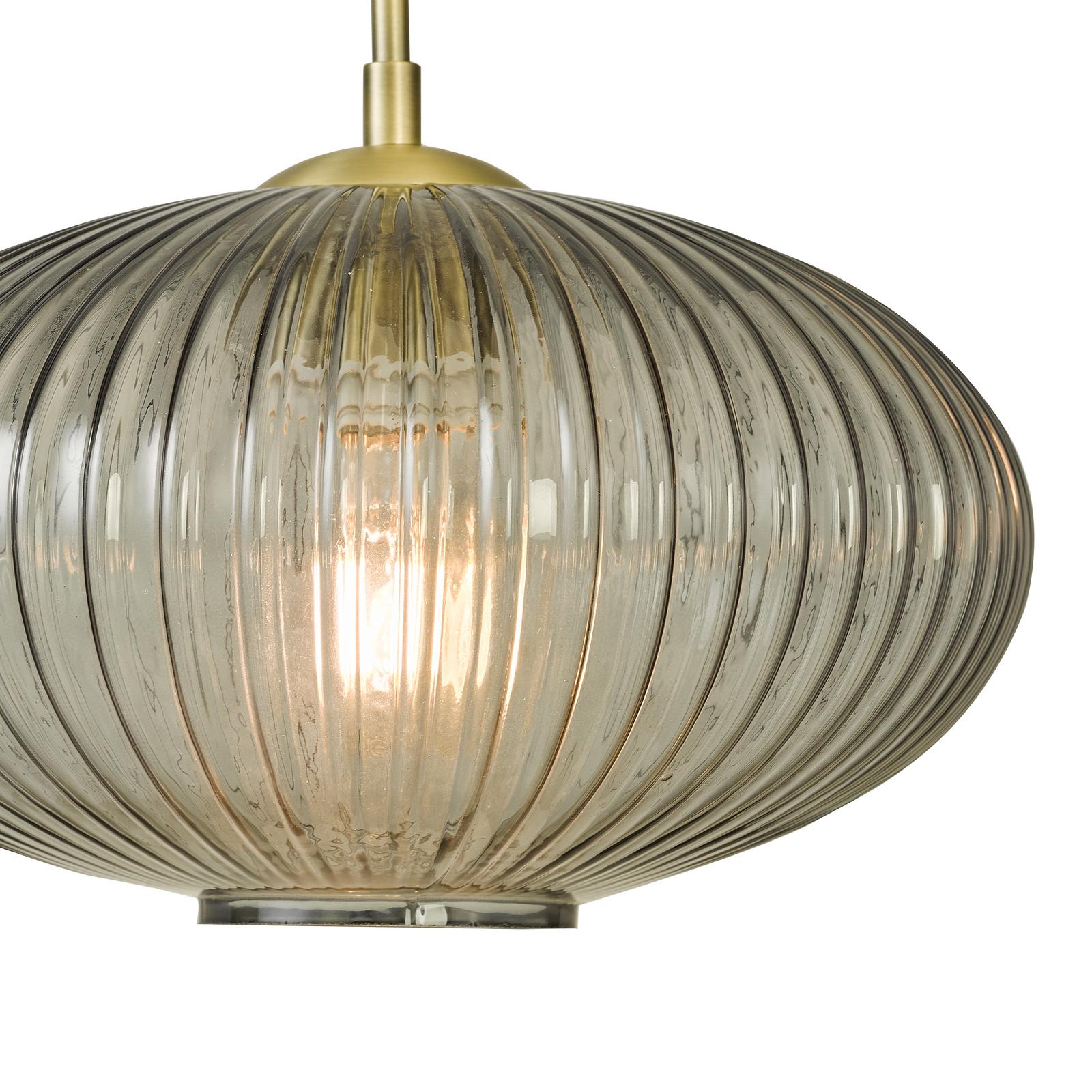 Edmond 1 Light Pendant Smoked Glass Antique Brass Detail