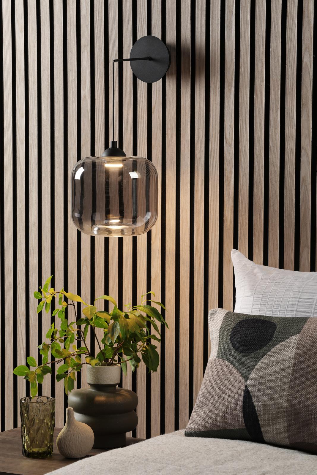 Eileen Pendant/Wall Light Matt Black and Smoked Glass LED