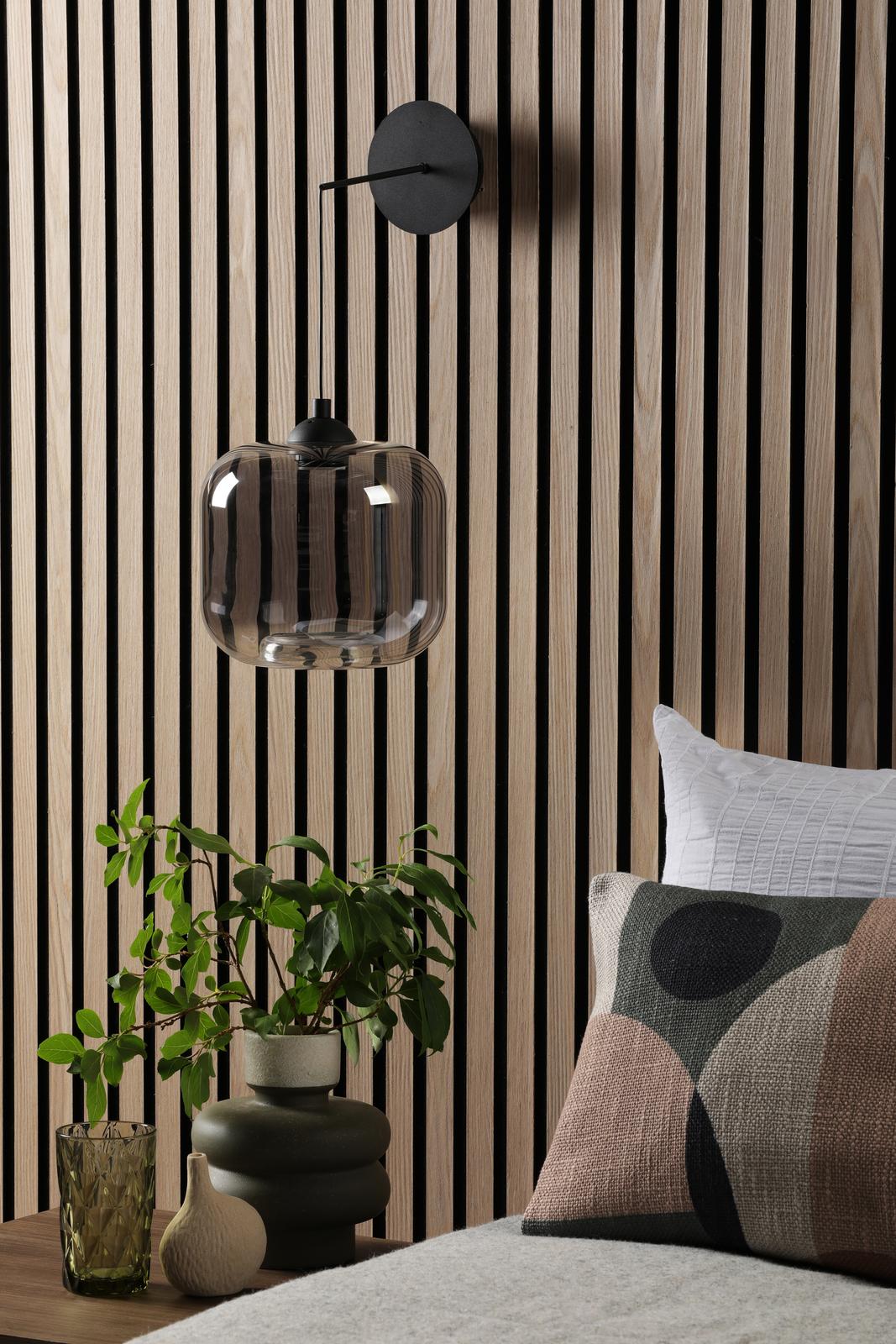 Eileen Pendant/Wall Light Matt Black and Smoked Glass LED