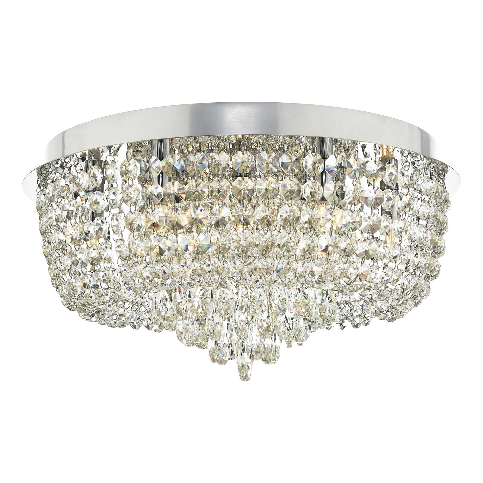 Eitan 9 Light Flush Crystal and Polished Chrome