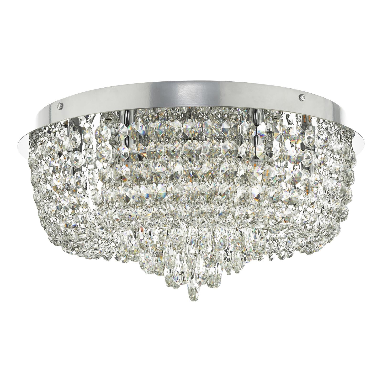Eitan 9 Light Flush Crystal and Polished Chrome