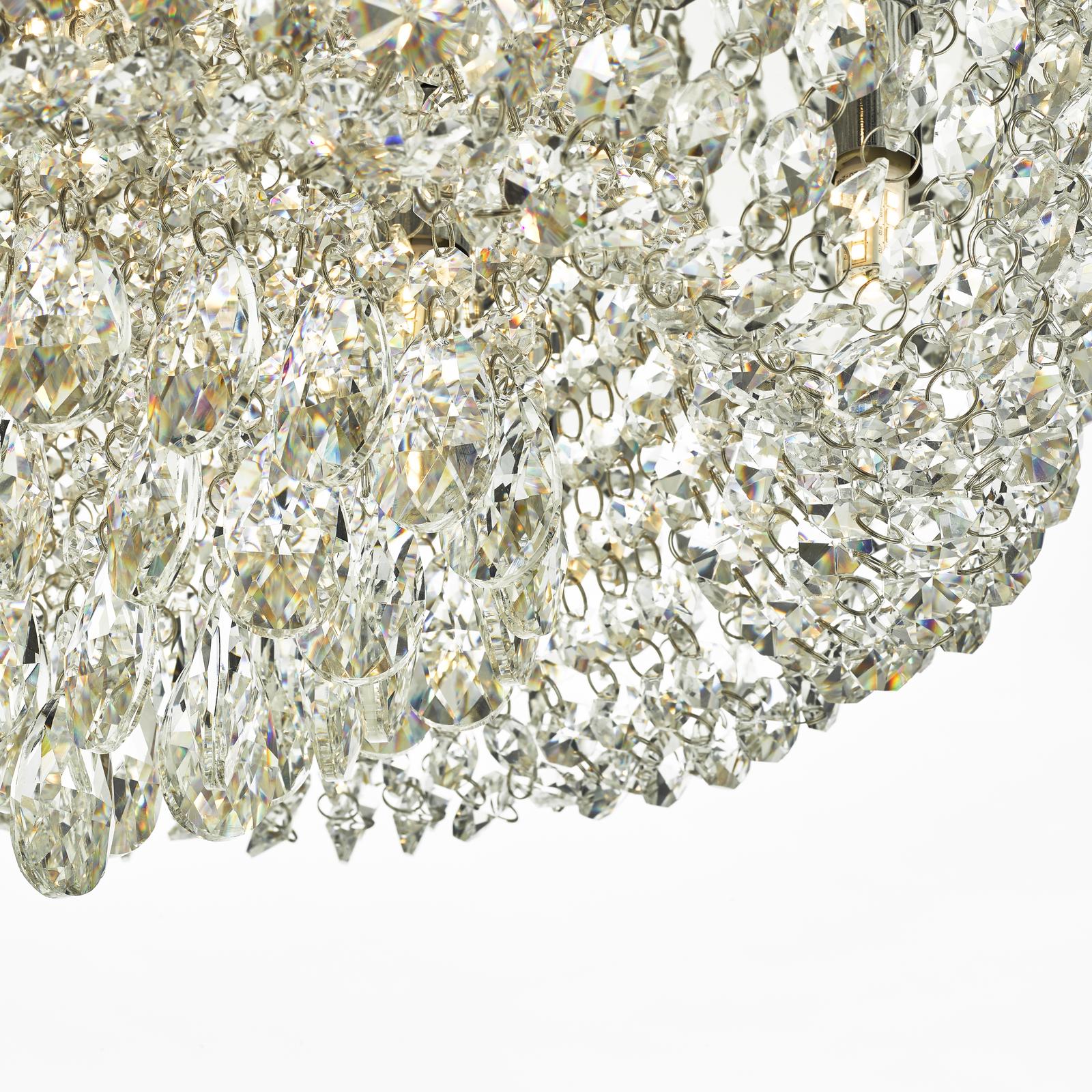 Eitan 9 Light Flush Crystal and Polished Chrome