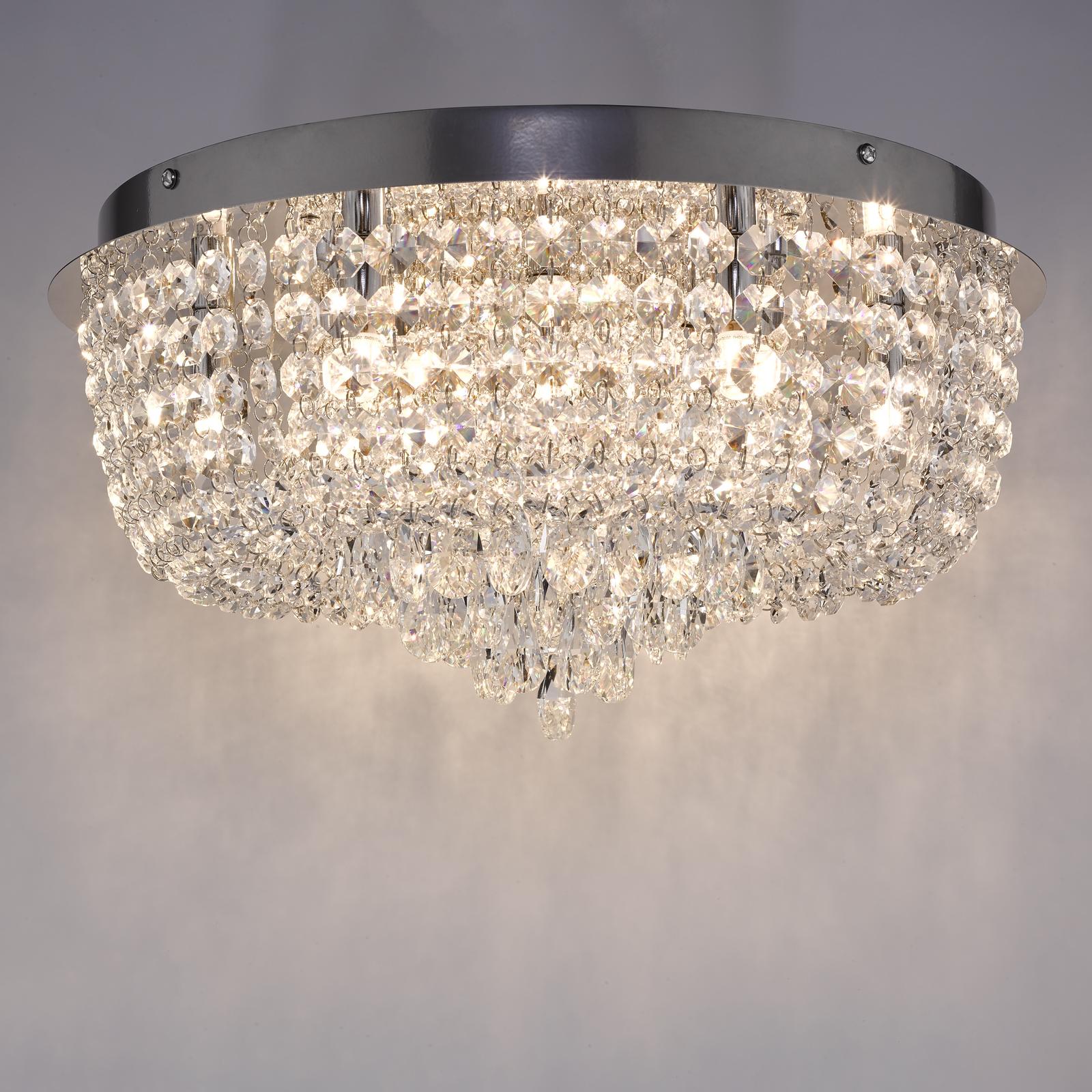 Eitan 9 Light Flush Crystal and Polished Chrome