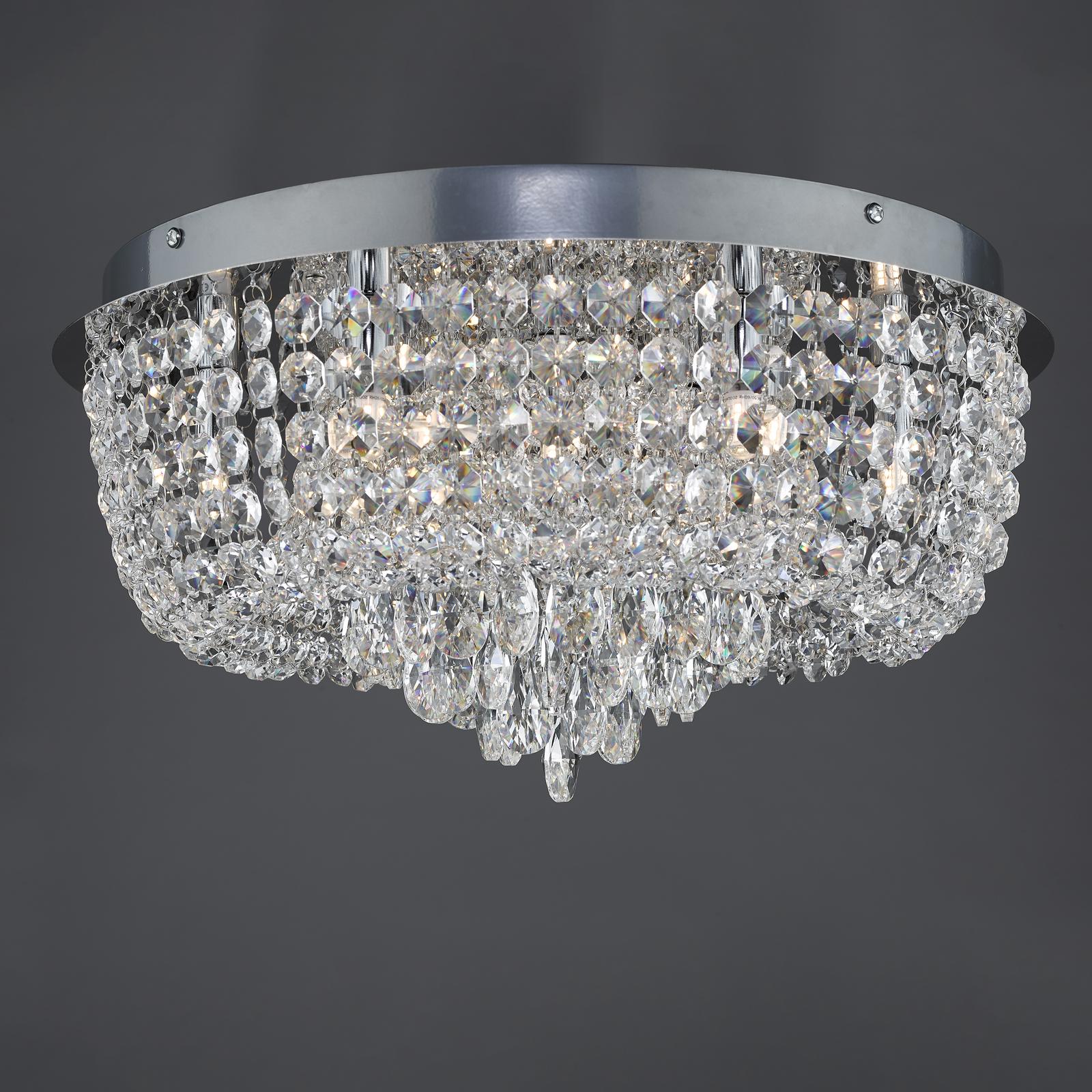 Eitan 9 Light Flush Crystal and Polished Chrome