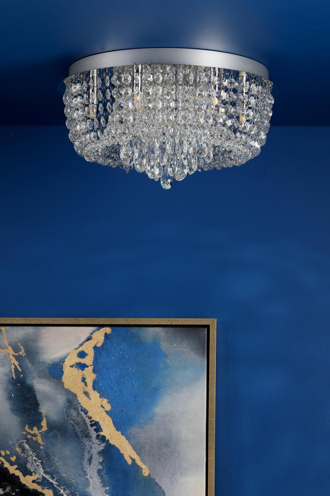 Eitan 9 Light Flush Crystal and Polished Chrome