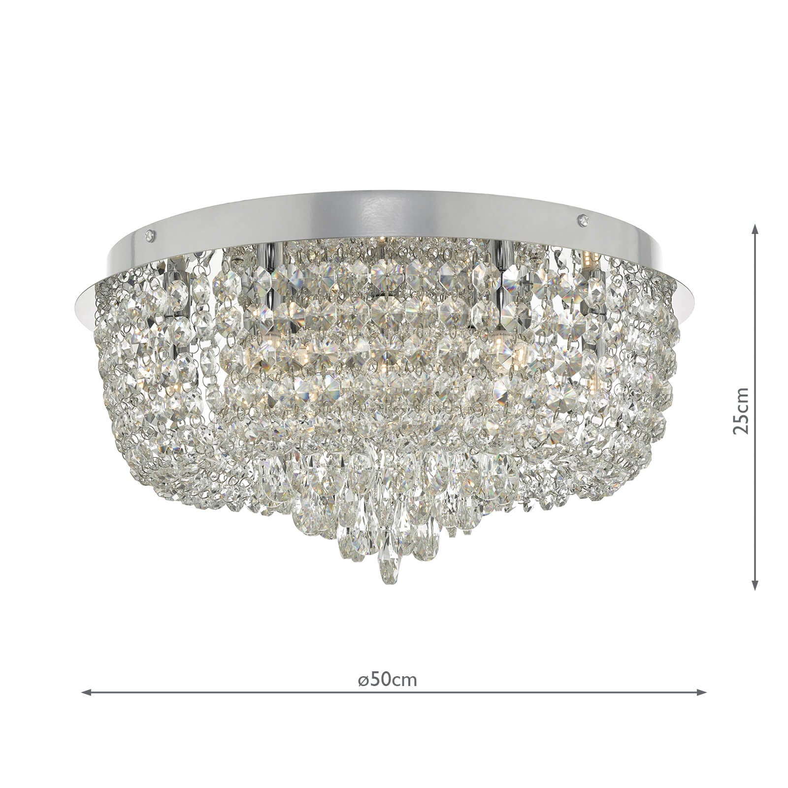 Eitan 9 Light Flush Crystal and Polished Chrome