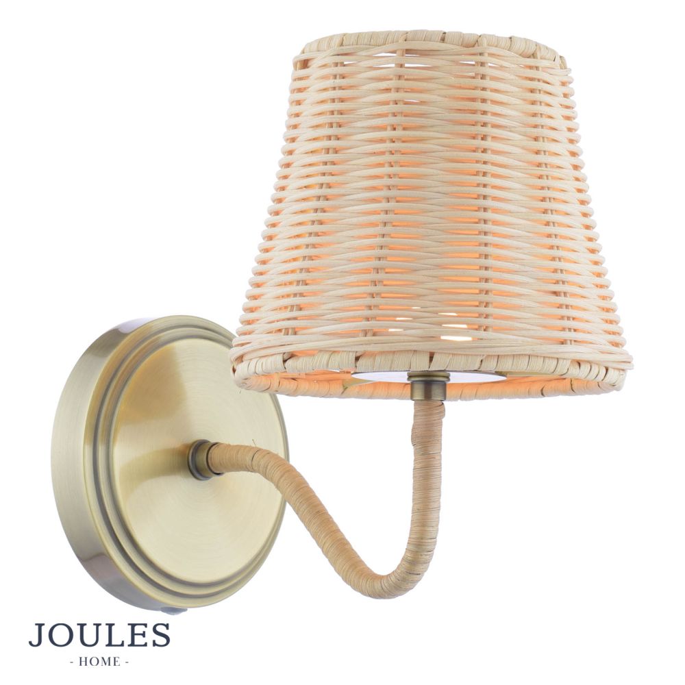 Joules Elcot Rechargeable LED Wall Light Natural Rattan