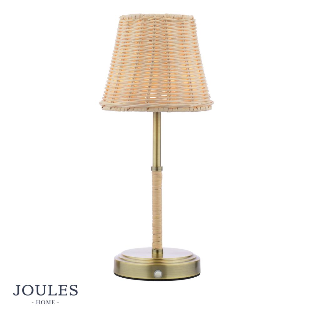 Joules Elcot Rechargeable LED Table Lamp Natural Rattan