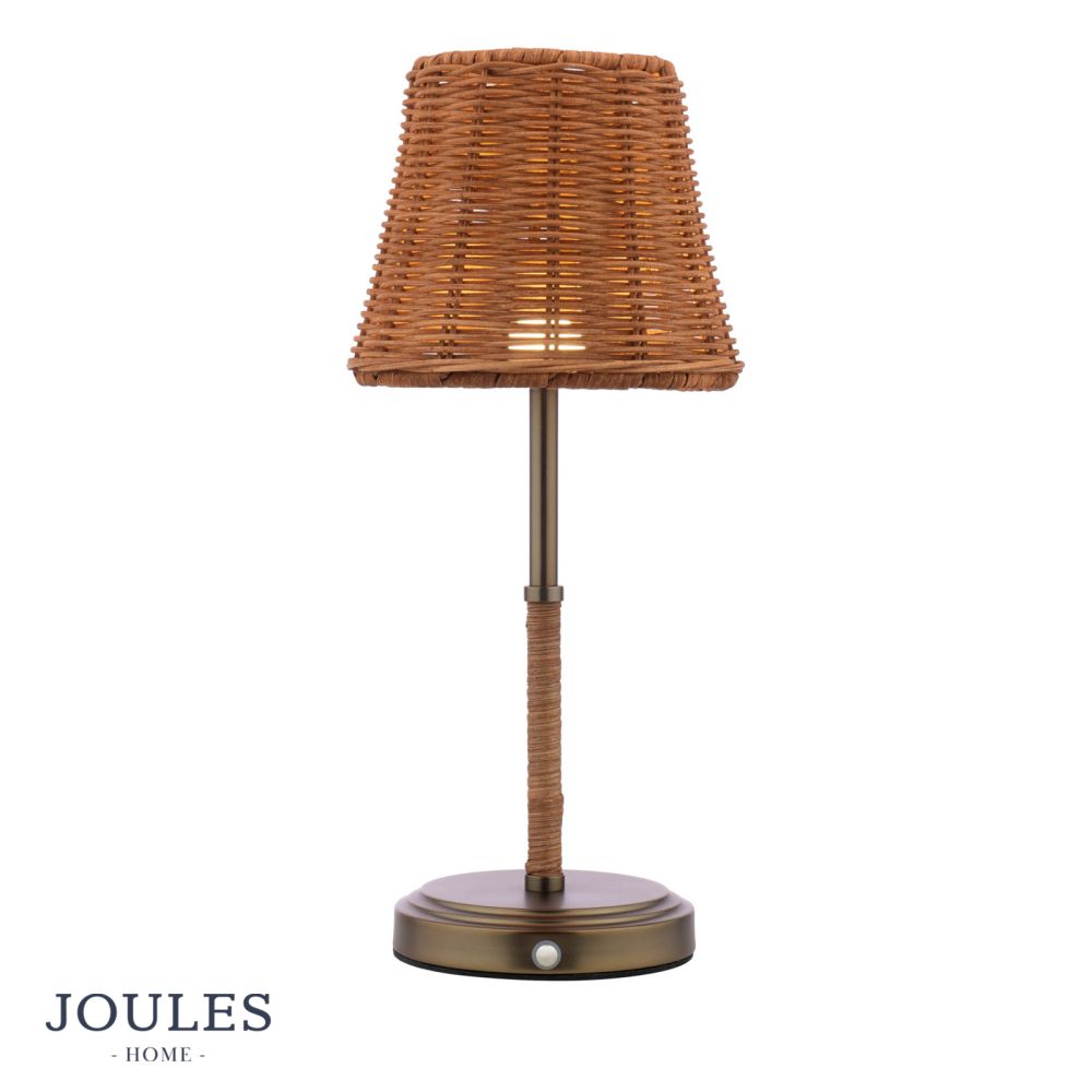 Joules Elcot Rechargeable LED Table Lamp Dark Rattan