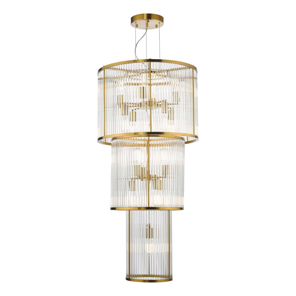 Eleanor 15 Light Chandelier Natural Brass Glass
