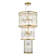 Eleanor 15 Light Chandelier Natural Brass Glass