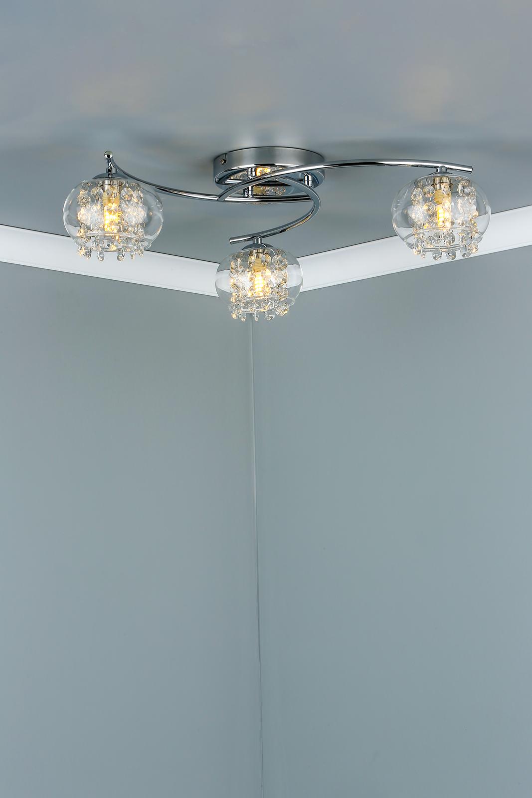 Elma 3 Light Semi Flush Polished Chrome Glass