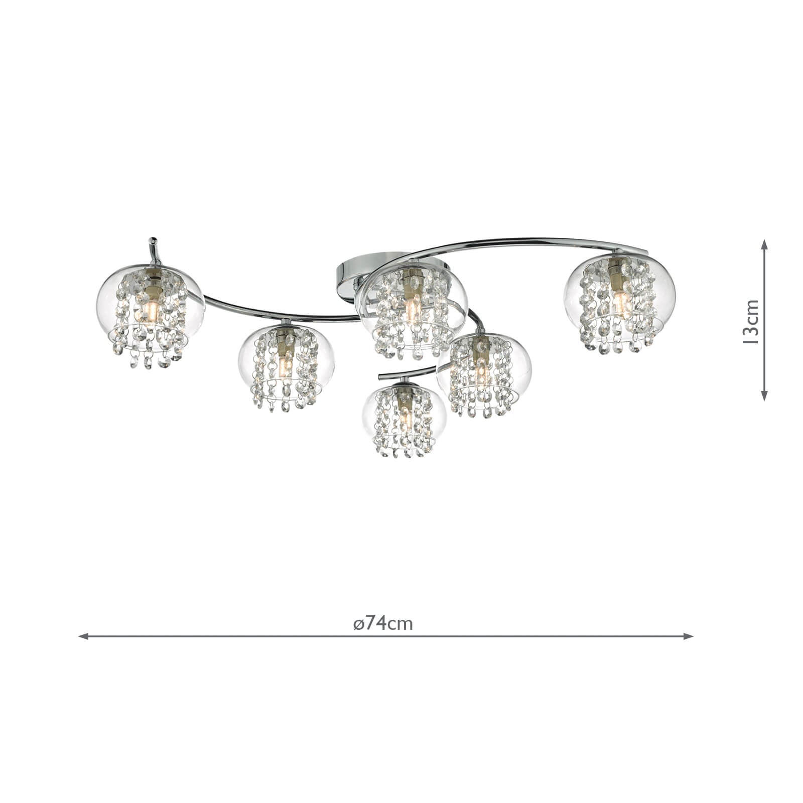 Elma 6lt Semi Flush Polished Chrome & Crystal