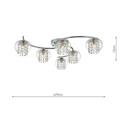 Elma 6lt Semi Flush Polished Chrome & Crystal