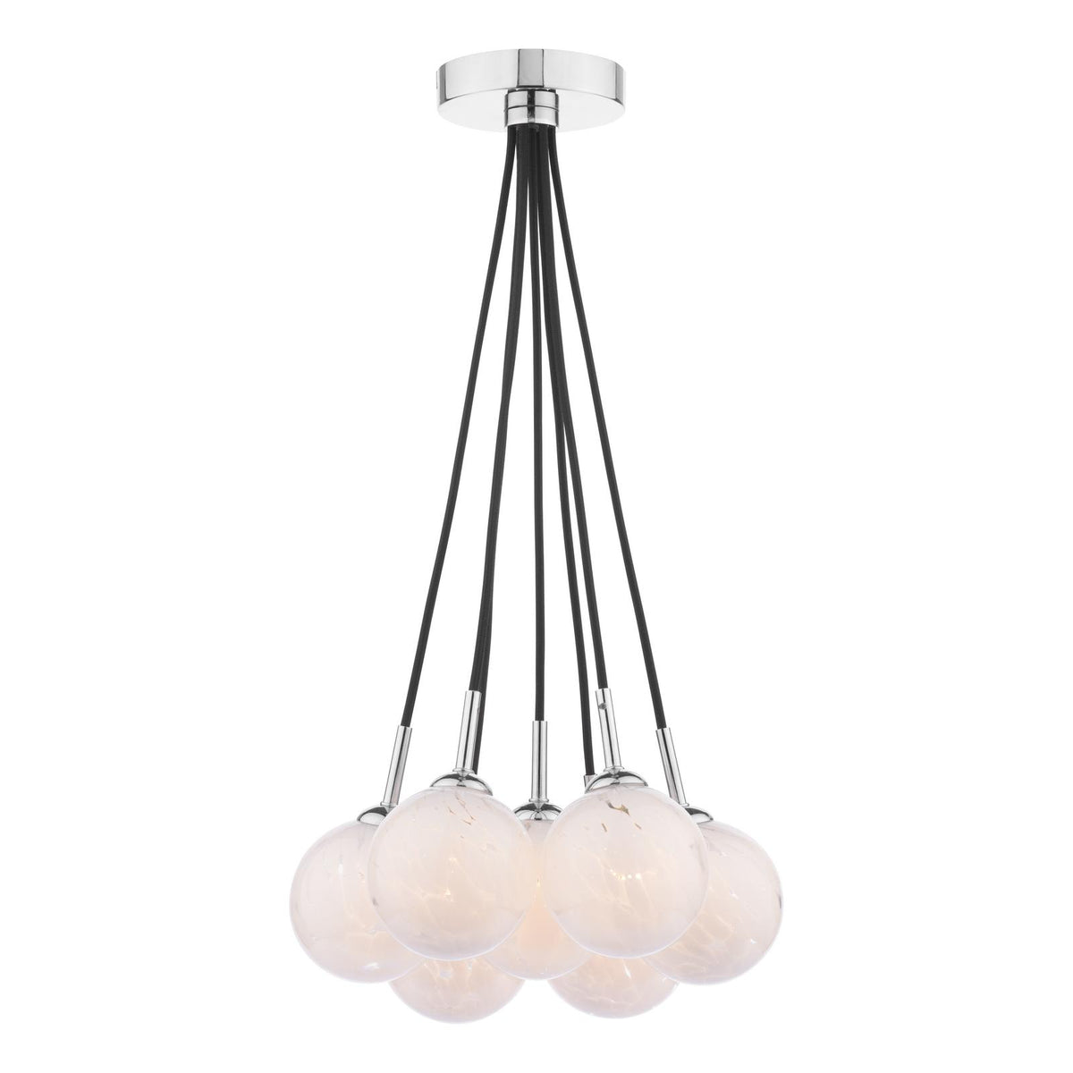 Elpis 7 Light Cluster Pendant Polished Chrome With White Confetti Glass