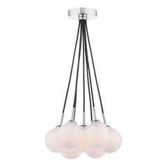 Elpis 7 Light Cluster Pendant Polished Chrome With White Confetti Glass