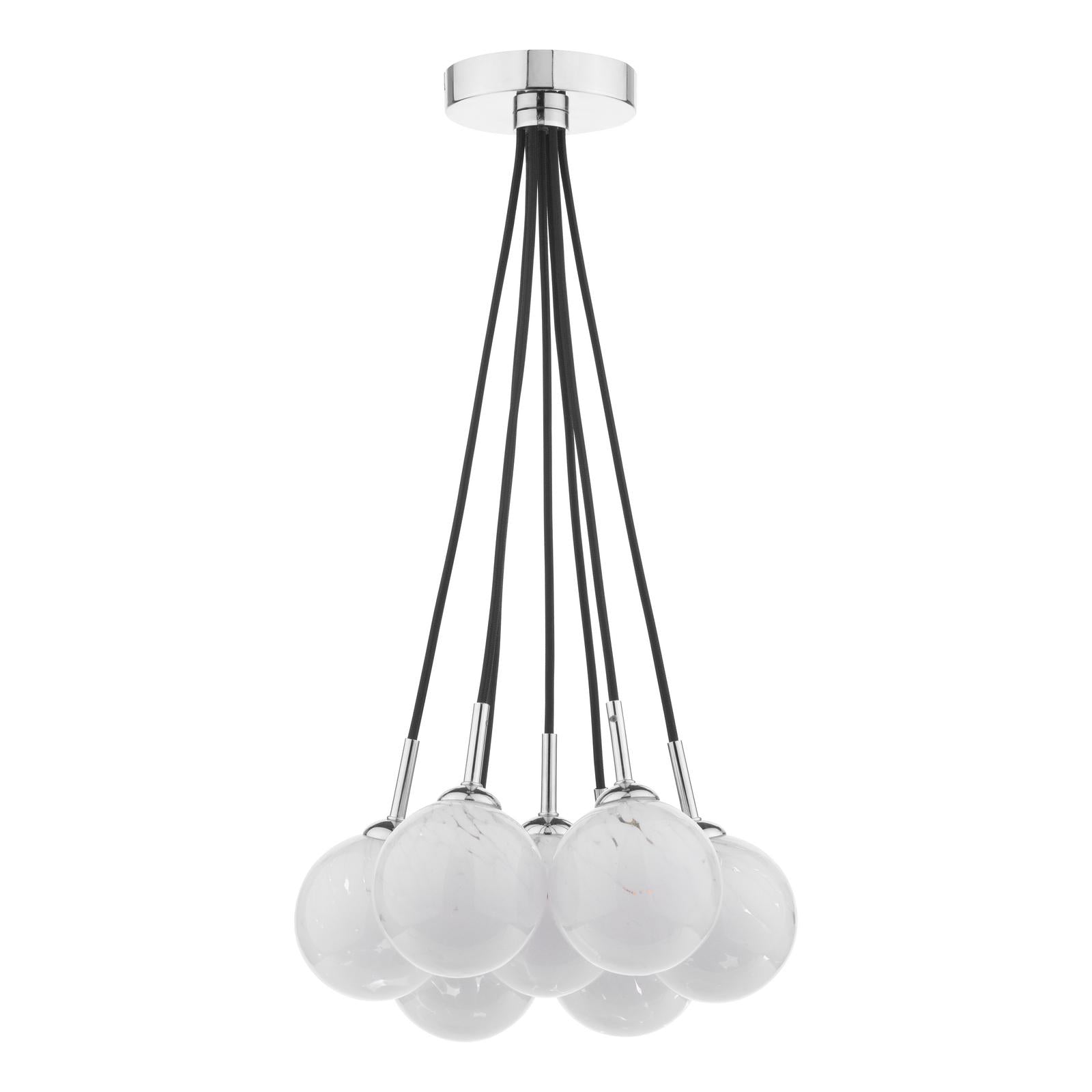 Elpis 7 Light Cluster Pendant Polished Chrome With White Confetti Glass