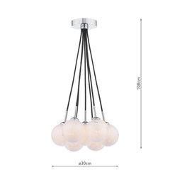 Elpis 7 Light Cluster Pendant Polished Chrome With White Confetti Glass