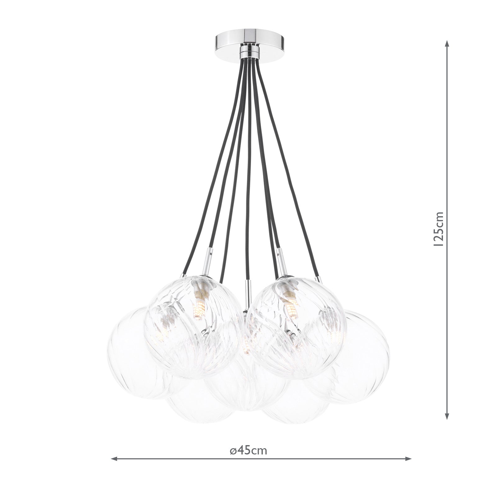 Elpis 7 Light Cluster Pendant Polished Chrome With Closed Glass