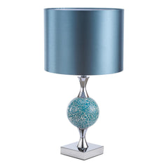 Elsa Table Lamp Polished Chrome Blue Mosaic With Shade
