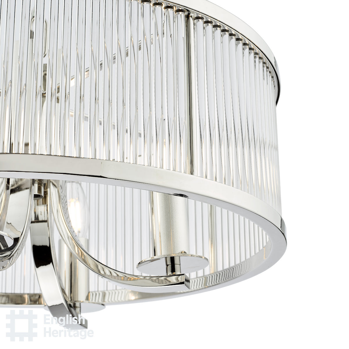 English Heritage Eltham 4 Light Pendant Polished Nickel and Crystal