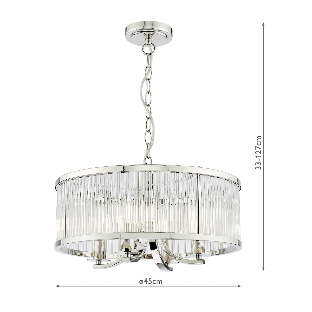 English Heritage Eltham 4 Light Pendant Polished Nickel and Crystal