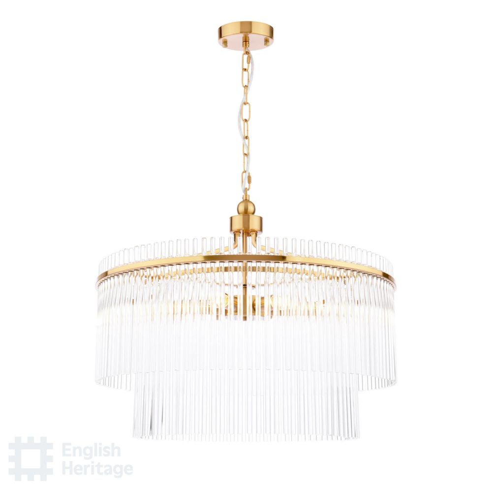 Eltham 6 Light Pendant Antique Gold and Glass