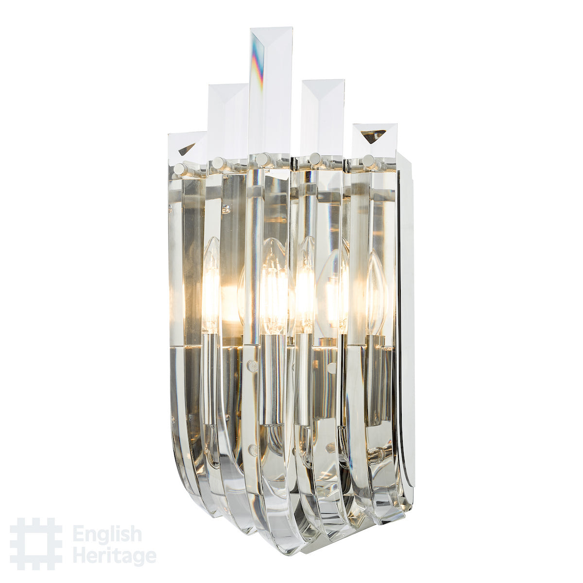 English Heritage Eltham 2 Light Wall Light Polished Nickel and Crystal