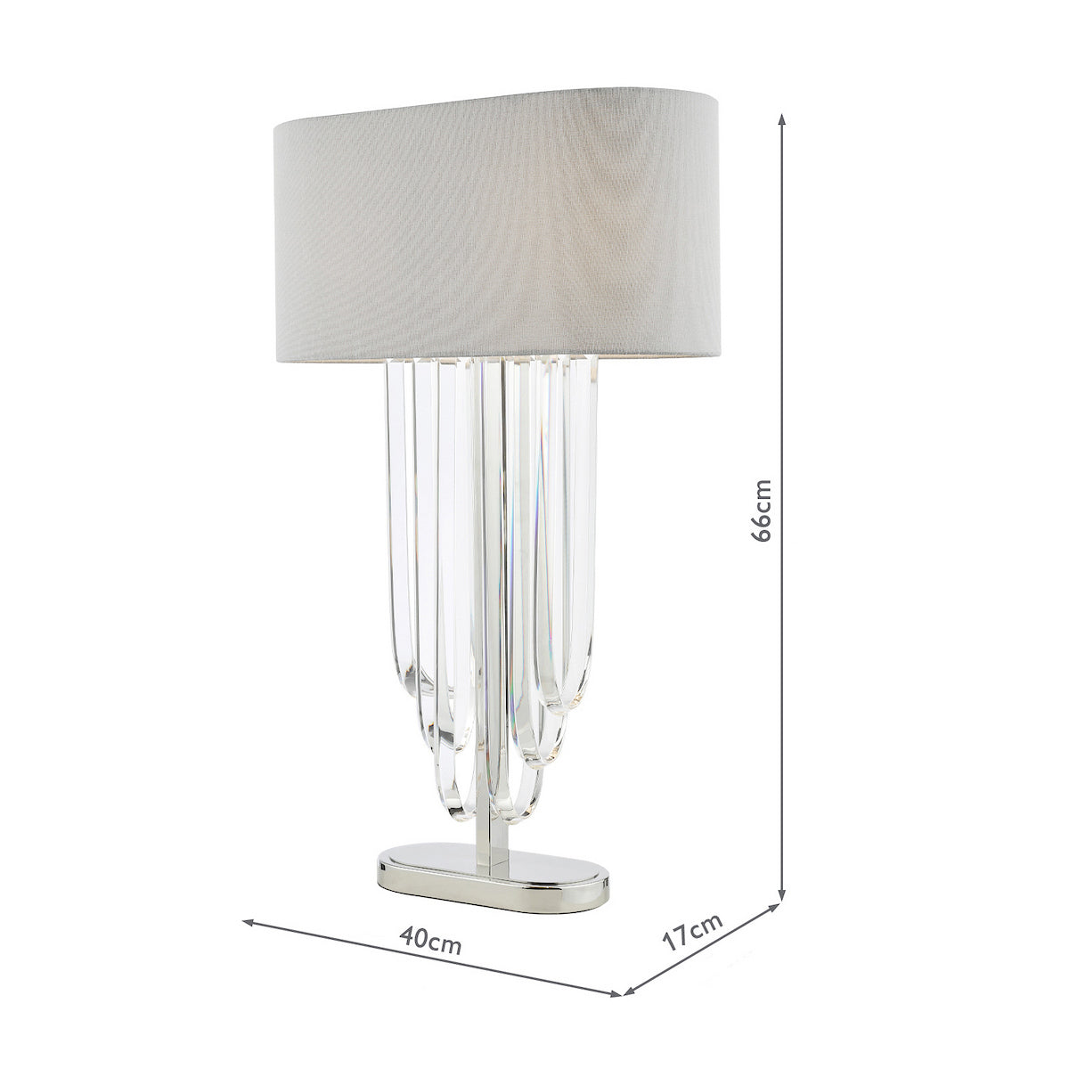 English Heritage Eltham 2 Light Table Lamp Polished Nickel and Crystal With Shade