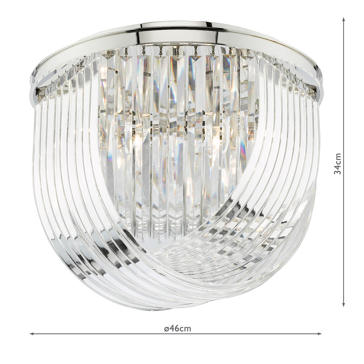 English Heritage Eltham Swag 4 Light Flush Polished Nickel and Crystal