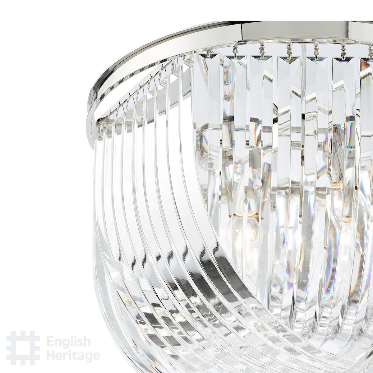 English Heritage Eltham 4 Light Swag Pendant Polished Nickel and Crystal