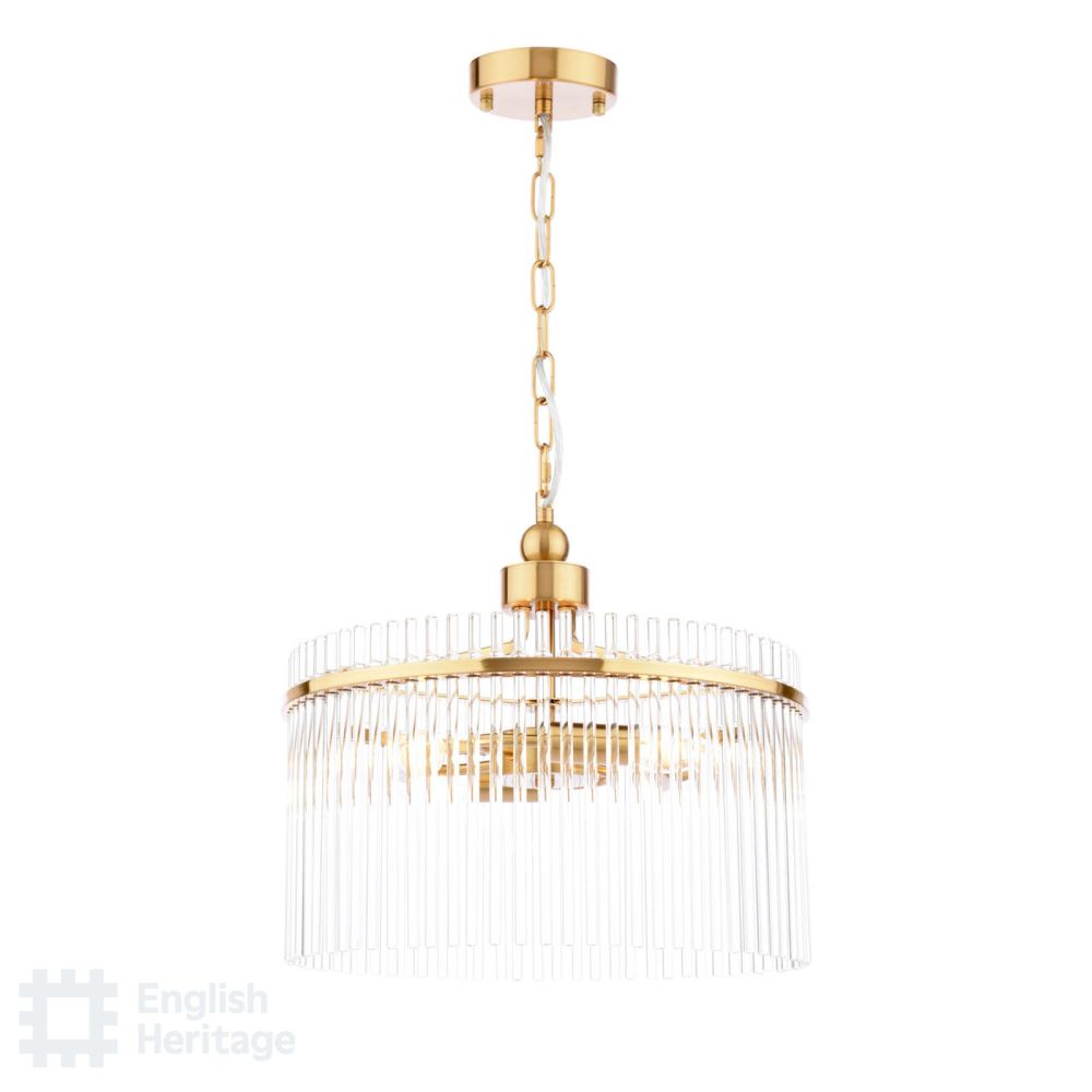 Eltham 4 Light Pendant Antique Gold and Glass
