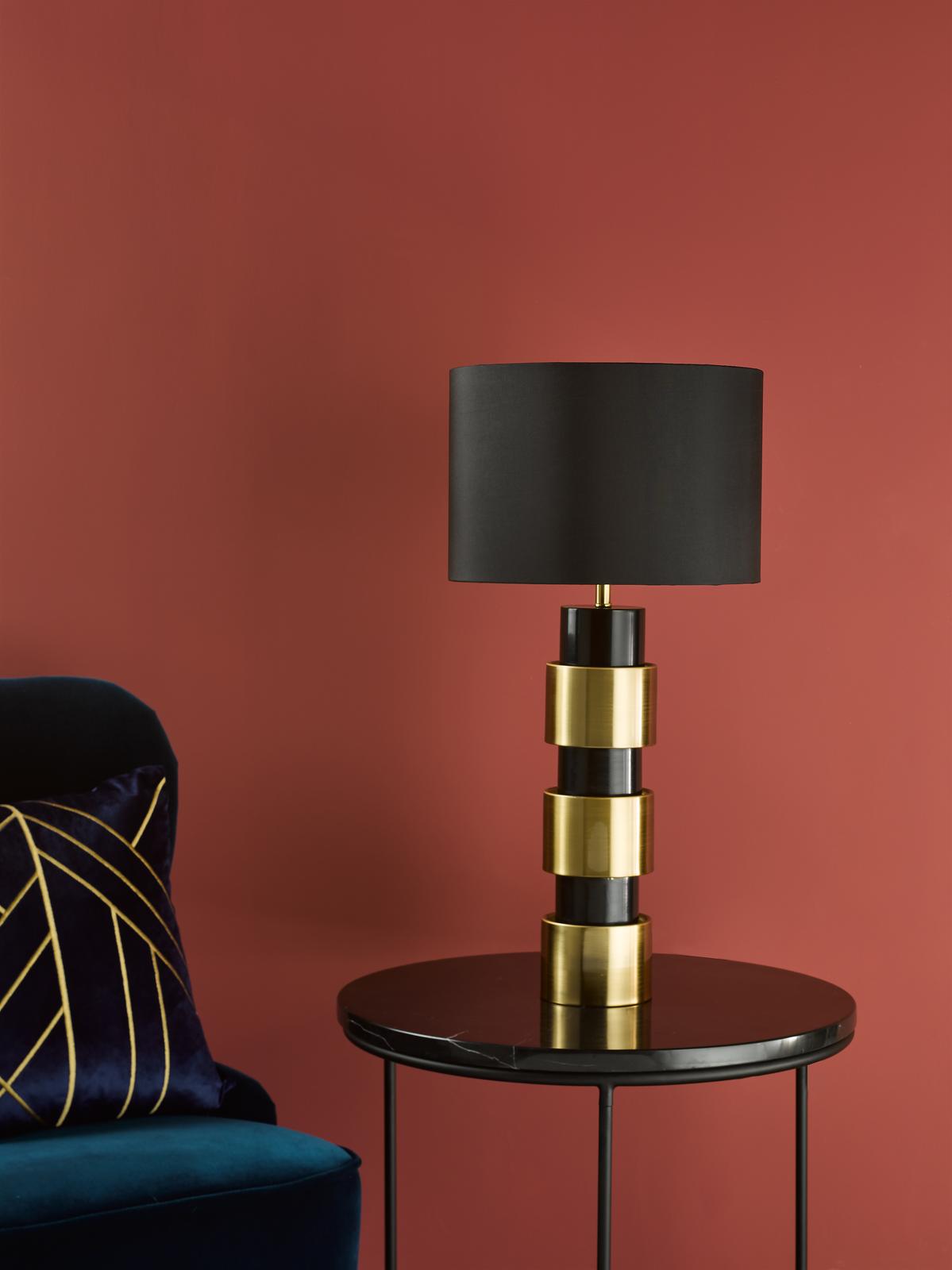 Elwyn Table Lamp Satin Gold and Satin Black With Shade