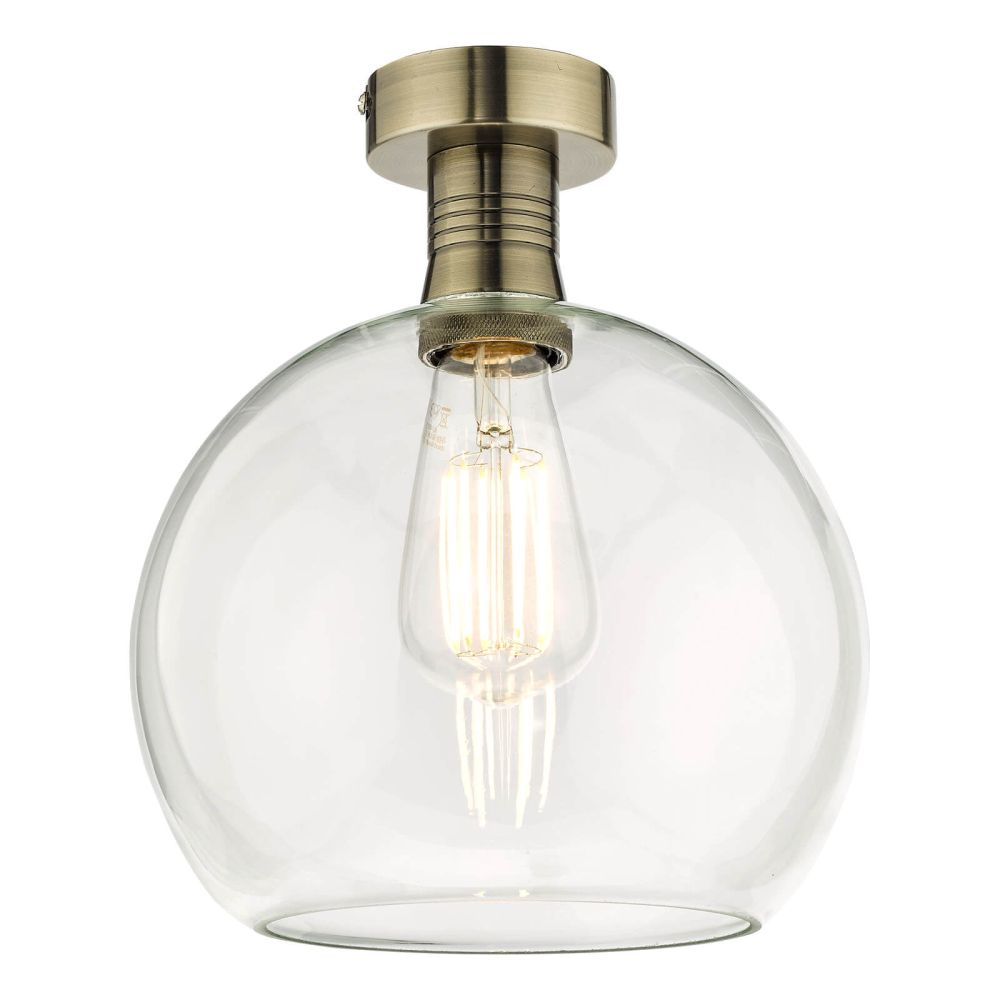 Emerson Semi Flush Antique Brass Clear Glass dar lighting