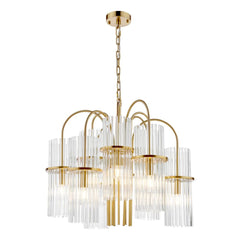 Eniola 9 Light Pendant Natural Brass and Glass