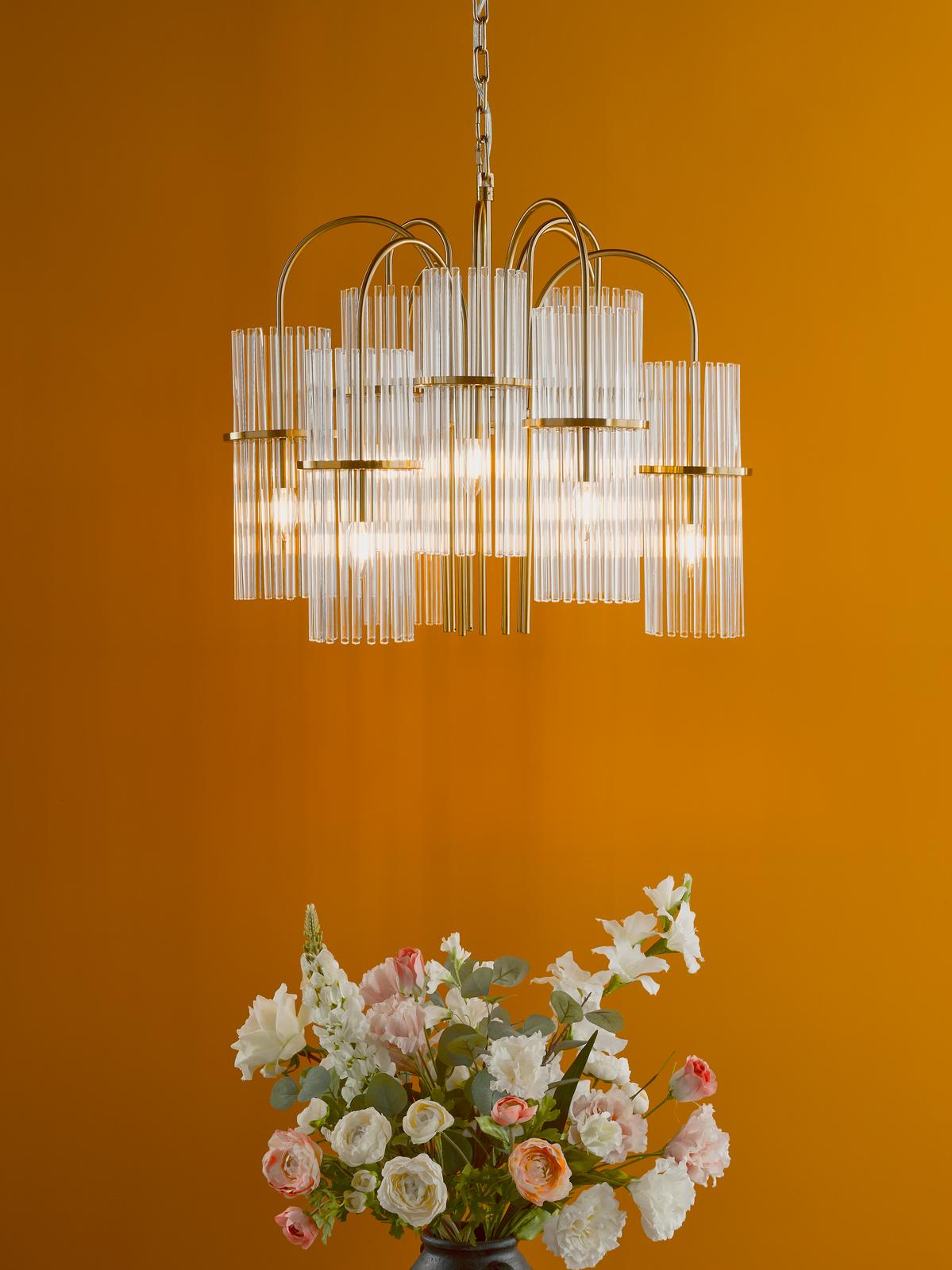 Eniola 9 Light Pendant Natural Brass and Glass